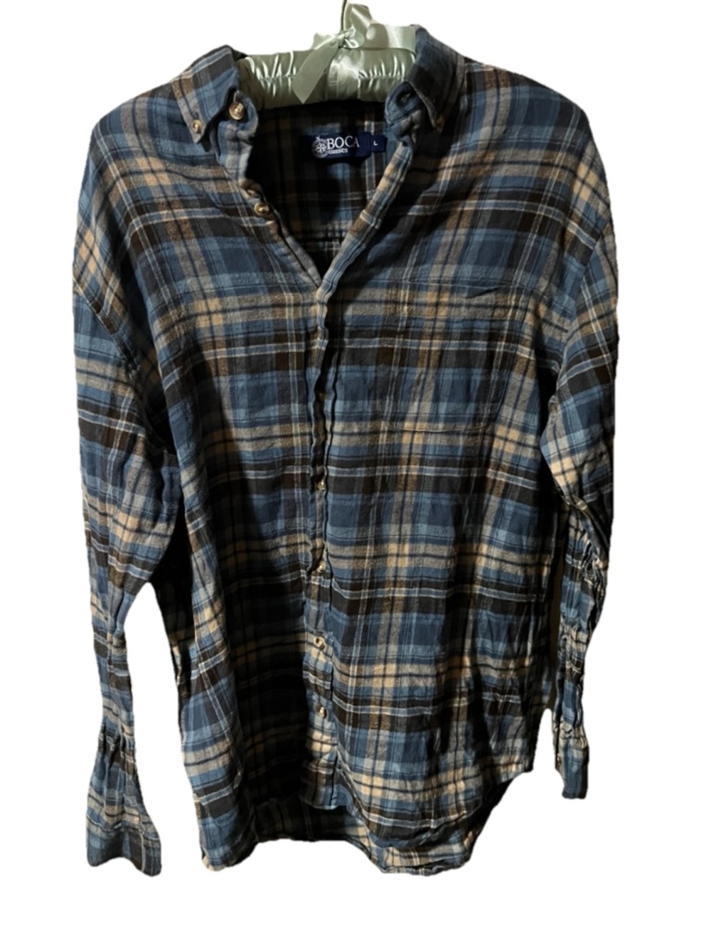 BOCA Men's Blue Plaid Button-Down Casual Shirt
